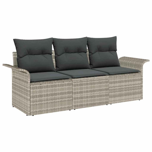 Garten-Sofa-Set 3 pcs Grau 196 x 62 x 85cm Poly-Rattan