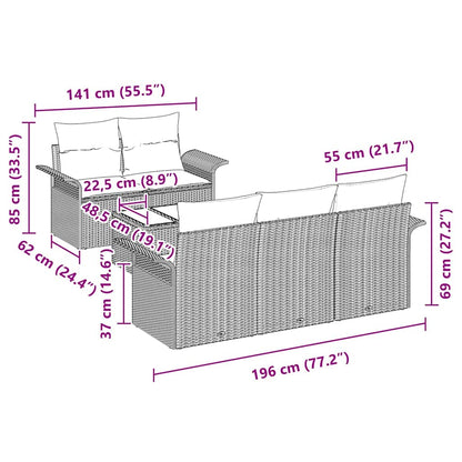 Garten-Sofa-Set 6 pcs Schwarz Poly Rattan