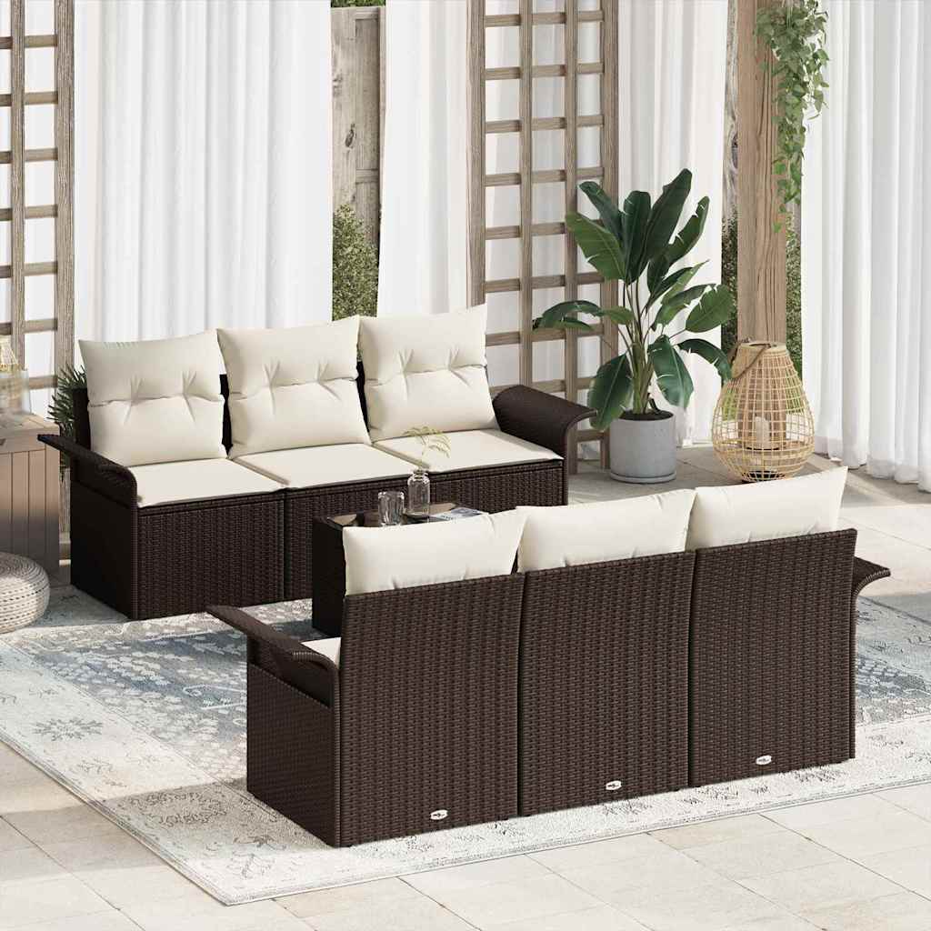 Garten-Sofa-Set 7 pcs Braun Poly Rattan