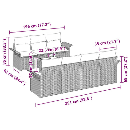 Garten-Sofa-Set 8 pcs Grau Poly Rattan
