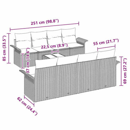 Garten-Sofa-Set 9 pcs Braun Poly Rattan