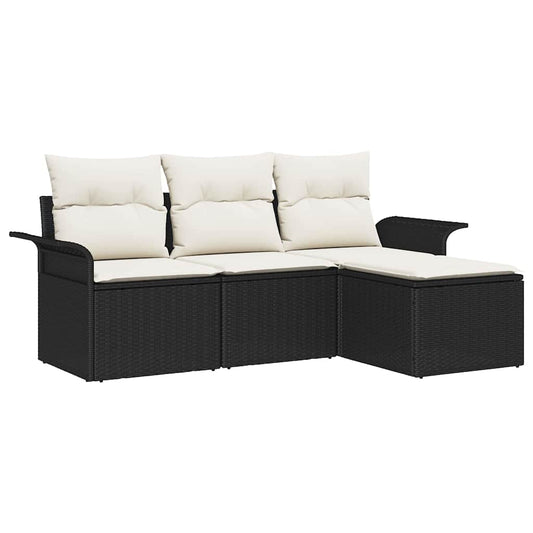 Garten-Sofa-Set 4 pcs Schwarz 55 x 55 x 37 cm Poly-Rattan