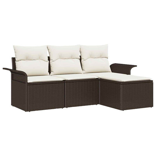 Garten-Sofa-Set 4 pcs Braun 55 x 55 x 37 cm Poly-Rattan