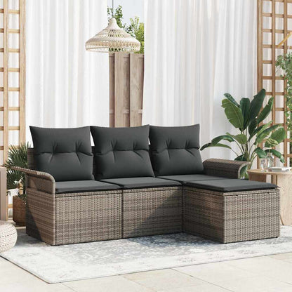 Garten-Sofa-Set 4 pcs Grau 55 x 55 x 37 cm Poly-Rattan