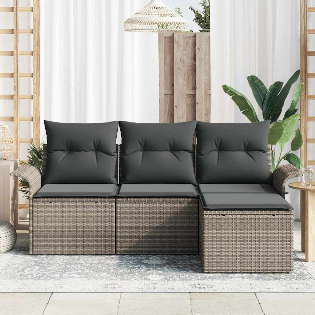 Garten-Sofa-Set 4 pcs Grau 55 x 55 x 37 cm Poly-Rattan