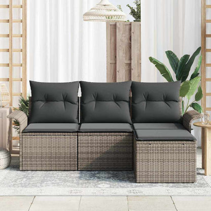 Garten-Sofa-Set 4 pcs Grau 55 x 55 x 37 cm Poly-Rattan