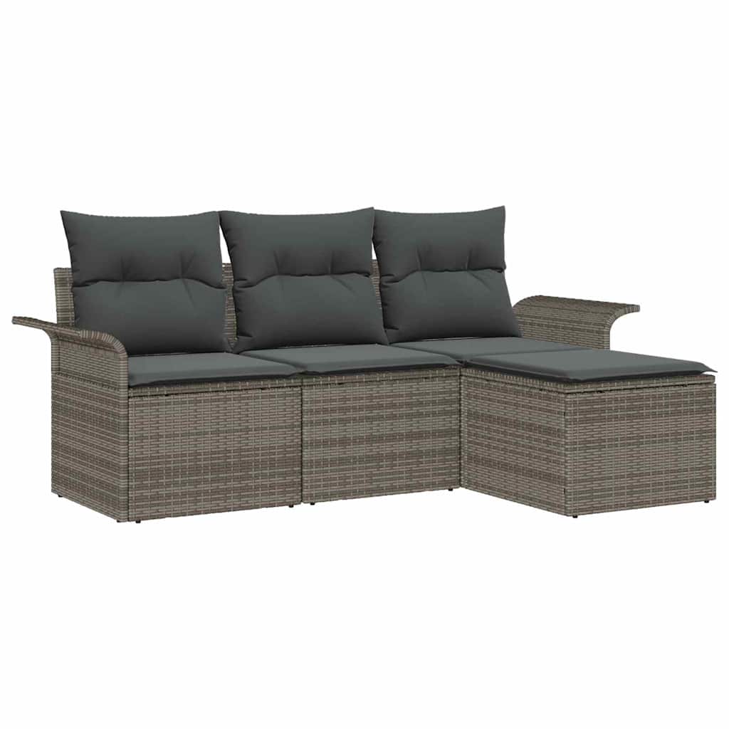 Garten-Sofa-Set 4 pcs Grau 55 x 55 x 37 cm Poly-Rattan