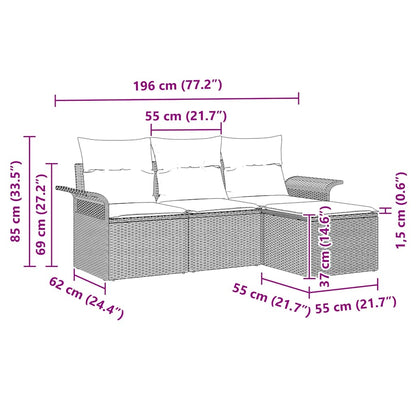 Garten-Sofa-Set 4 pcs Grau 55 x 55 x 37 cm Poly-Rattan