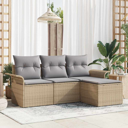 Garten-Sofa-Set 4 pcs Beige 55 x 55 x 37 cm Poly-Rattan