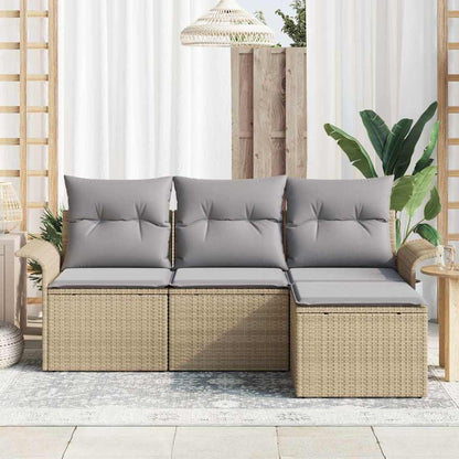 Garten-Sofa-Set 4 pcs Beige 55 x 55 x 37 cm Poly-Rattan
