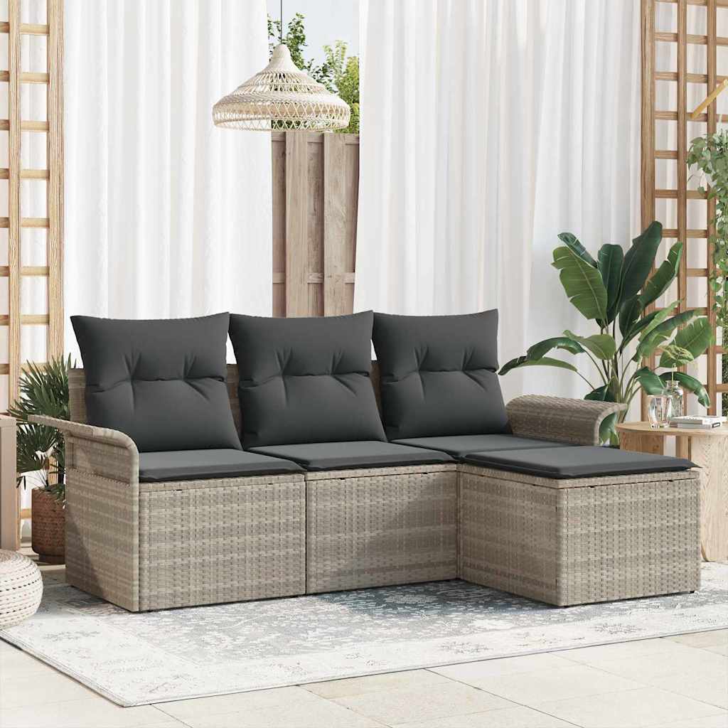Garten-Sofa-Set 4 pcs Grau 55 x 55 x 37 cm Poly-Rattan