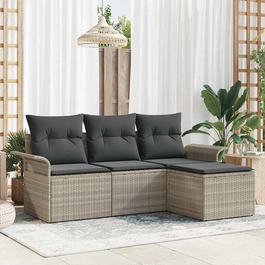 Garten-Sofa-Set 4 pcs Grau 55 x 55 x 37 cm Poly-Rattan