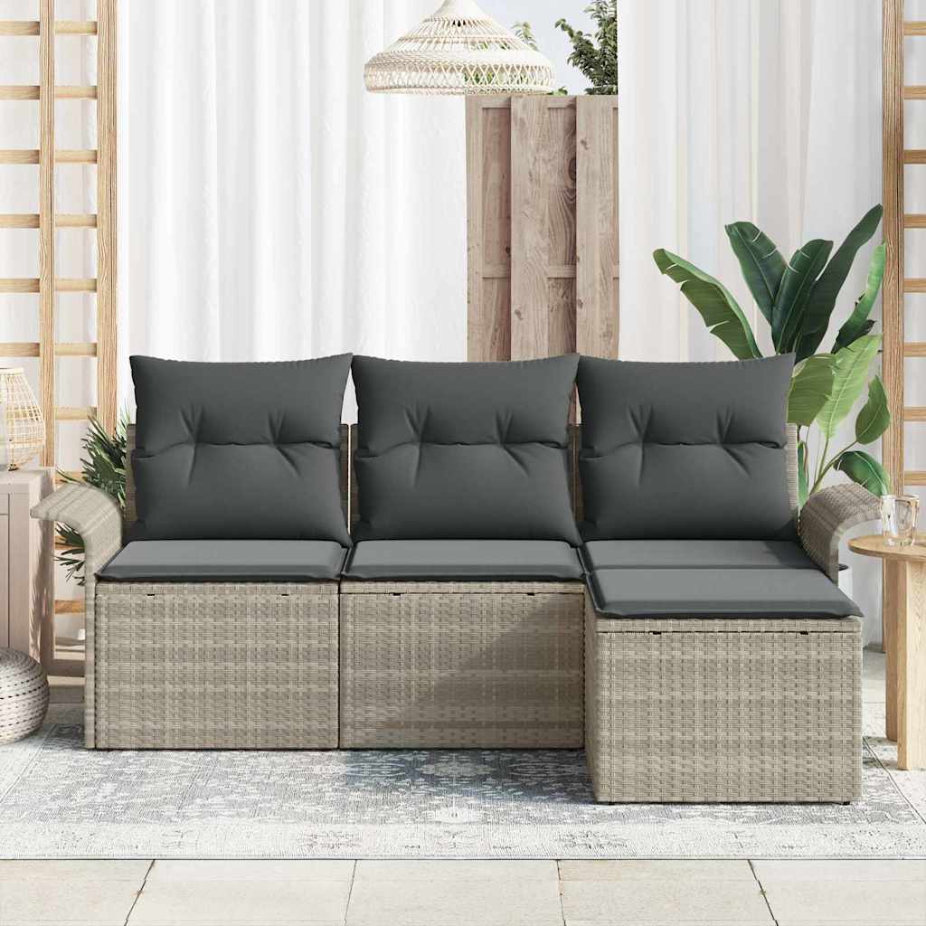 Garten-Sofa-Set 4 pcs Grau 55 x 55 x 37 cm Poly-Rattan