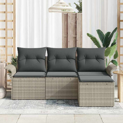 Garten-Sofa-Set 4 pcs Grau 55 x 55 x 37 cm Poly-Rattan