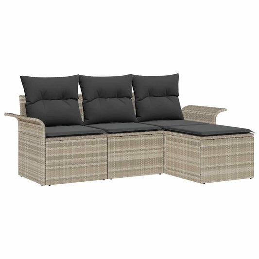 Garten-Sofa-Set 4 pcs Grau 55 x 55 x 37 cm Poly-Rattan