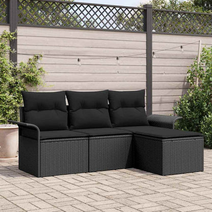 Garten-Sofa-Set 4 pcs Schwarz 55 x 55 x 37 cm Poly-Rattan