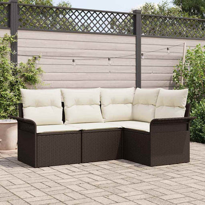 Garten-Sofa-Set mit Kissen 4 pcs Braun Poly Rattan