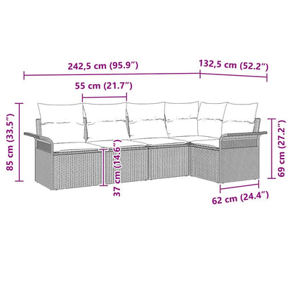 Garten-Sofa-Set 5 pcs 242,5 x 132,5 x 85 cm Poly Rattan