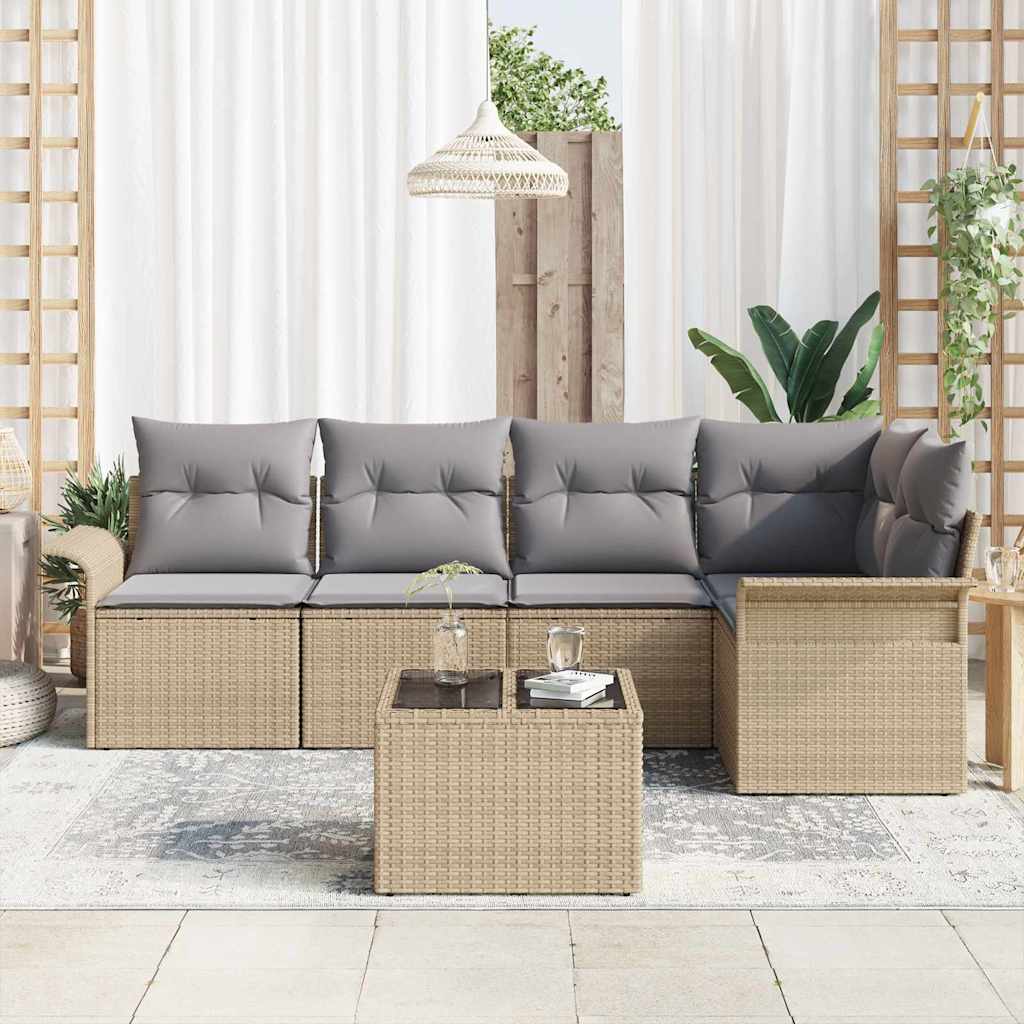 Garten-Sofa-Set 6 pcs 242,5 x 132,5 x 85 cm Poly Rattan