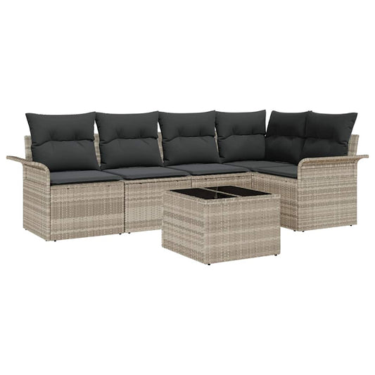 Garten-Sofa-Set 6 pcs Grau 55 x 55 x 37 cm Poly Rattan