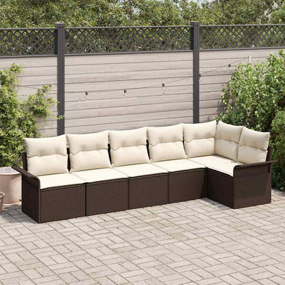 Garten-Sofa-Set mit Kissen 6 pcs Braun Poly Rattan