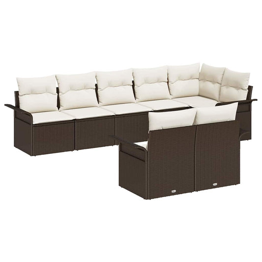 Garten-Sofa-Set mit Kissen 8 pcs Braun Poly Rattan