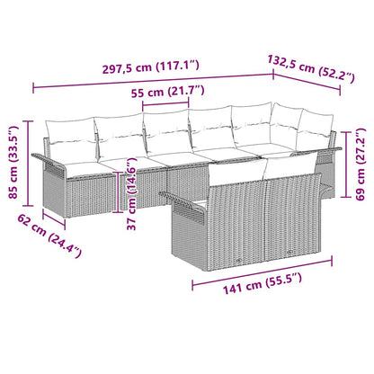 Garten-Sofa-Set mit Kissen 8 pcs Beige Poly Rattan