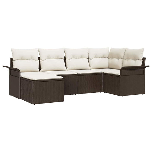Garten-Sofa-Set mit Kissen 6 pcs Braun Poly Rattan