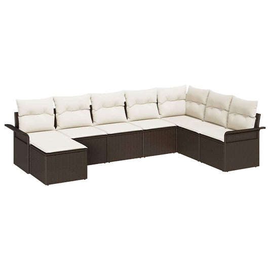 Garten-Sofa-Set mit Kissen 8 pcs Braun Poly Rattan