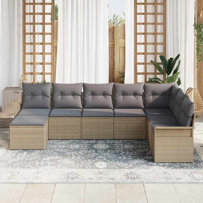 Garten-Sofa-Set mit Kissen 8 pcs Beige Poly Rattan
