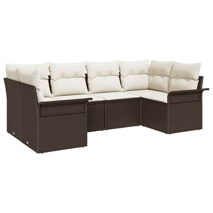 Garten-Sofa-Set mit Kissen 6 pcs Braun Poly Rattan