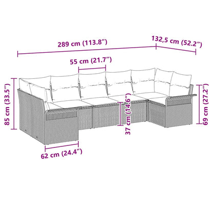 Garten-Sofa-Set mit Kissen 7 pcs Grau Poly Rattan