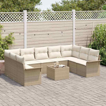 Garten-Sofa-Set mit Kissen 10 pcs Beige Poly Rattan
