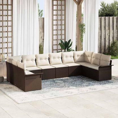 Garten-Sofa-Set mit Kissen 10 pcs Braun Poly Rattan