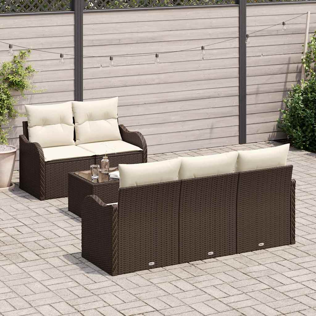 Garten-Sofa-Set 6 pcs Braun Poly Rattan