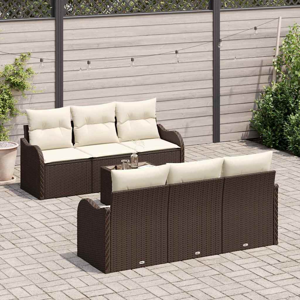 Garten-Sofa-Set 7 pcs Braun 55 x 55 x 37 cm Poly Rattan