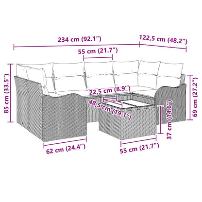 Garten-Sofa-Set 7 pcs Beige 55 x 55 x 37 cm Poly Rattan