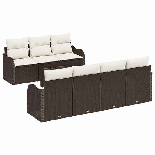 Garten-Sofa-Set 8 pcs Braun 55 x 55 x 37 cm Poly Rattan