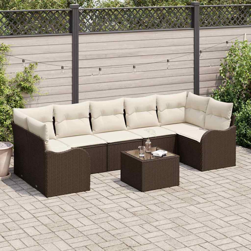 Garten-Sofa-Set 8 pcs Braun 55 x 55 x 37 cm Poly Rattan