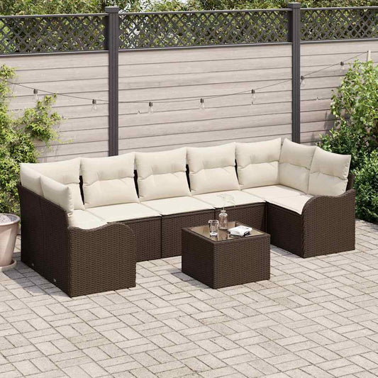 Garten-Sofa-Set 8 pcs Braun 55 x 55 x 37 cm Poly Rattan