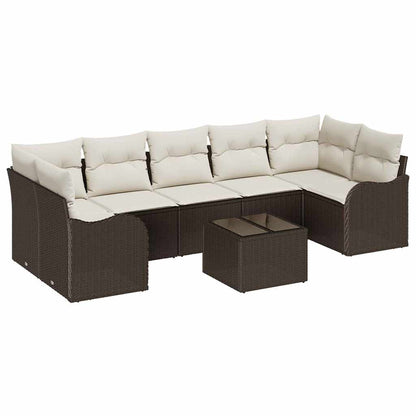 Garten-Sofa-Set 8 pcs Braun 55 x 55 x 37 cm Poly Rattan