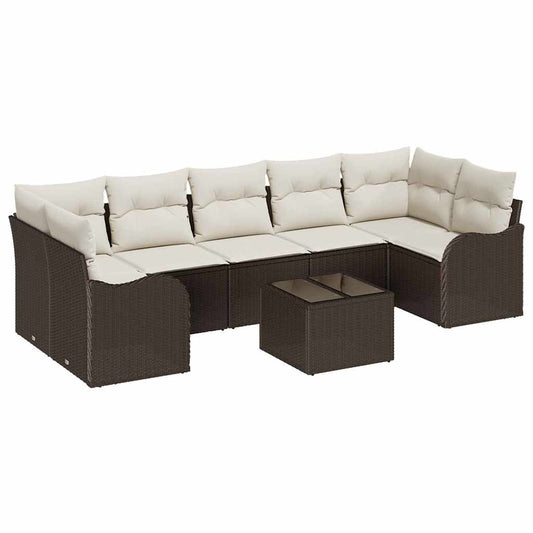 Garten-Sofa-Set 8 pcs Braun 55 x 55 x 37 cm Poly Rattan