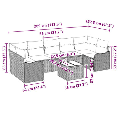 Garten-Sofa-Set 8 pcs Braun 55 x 55 x 37 cm Poly Rattan