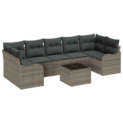 Garten-Sofa-Set 8 pcs Grau 55 x 55 x 37 cm Poly Rattan