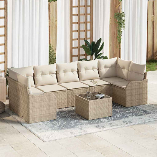 Garten-Sofa-Set 8 pcs Beige 55 x 55 x 37 cm Poly Rattan