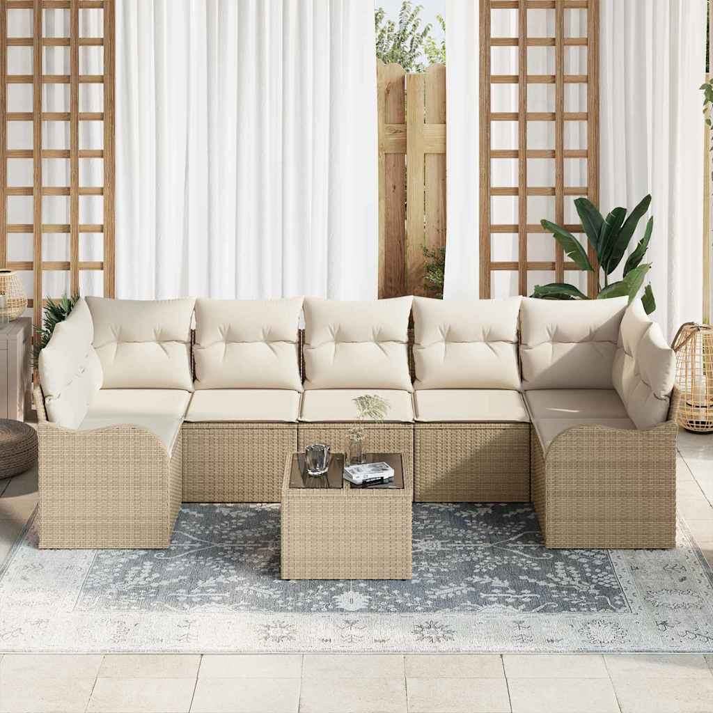 Garten-Sofa-Set 8 pcs Beige 55 x 55 x 37 cm Poly Rattan