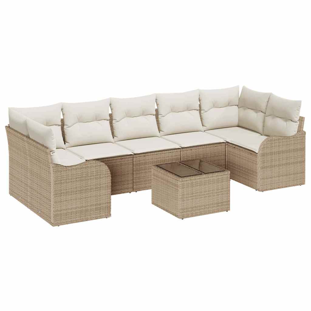 Garten-Sofa-Set 8 pcs Beige 55 x 55 x 37 cm Poly Rattan