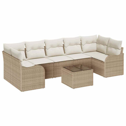Garten-Sofa-Set 8 pcs Beige 55 x 55 x 37 cm Poly Rattan