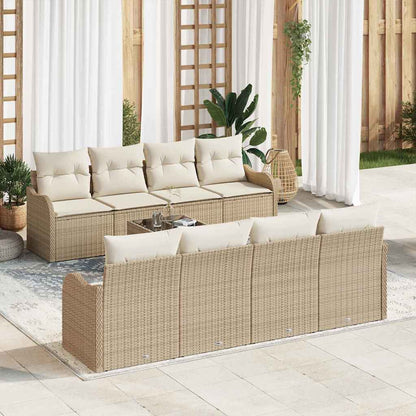 Garten-Sofa-Set 9 pcs Beige 55 x 55 x 37 cm Poly Rattan