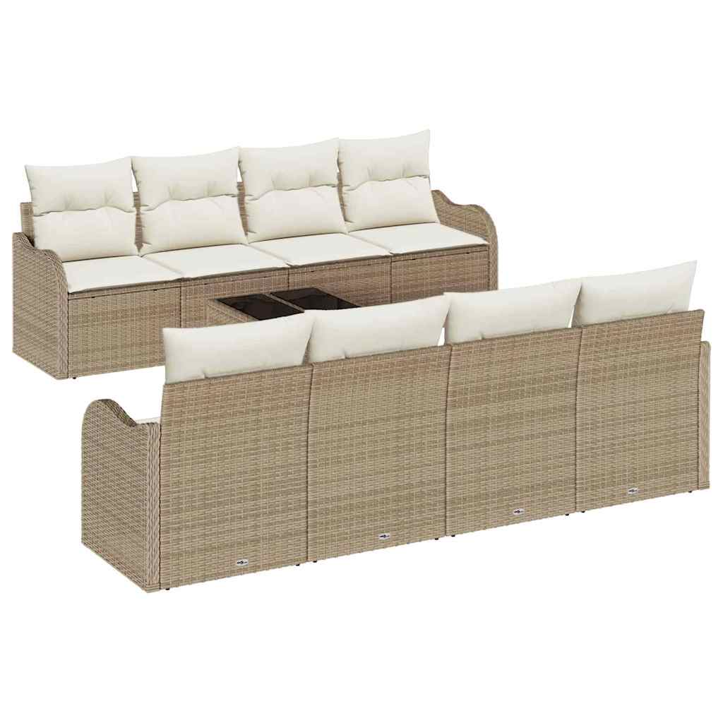 Garten-Sofa-Set 9 pcs Beige 55 x 55 x 37 cm Poly Rattan